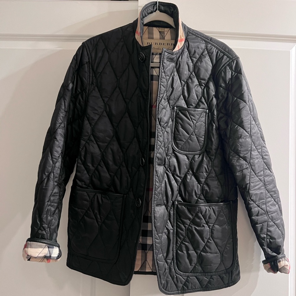 Burberry Black Quilted Jacket with Check Lining